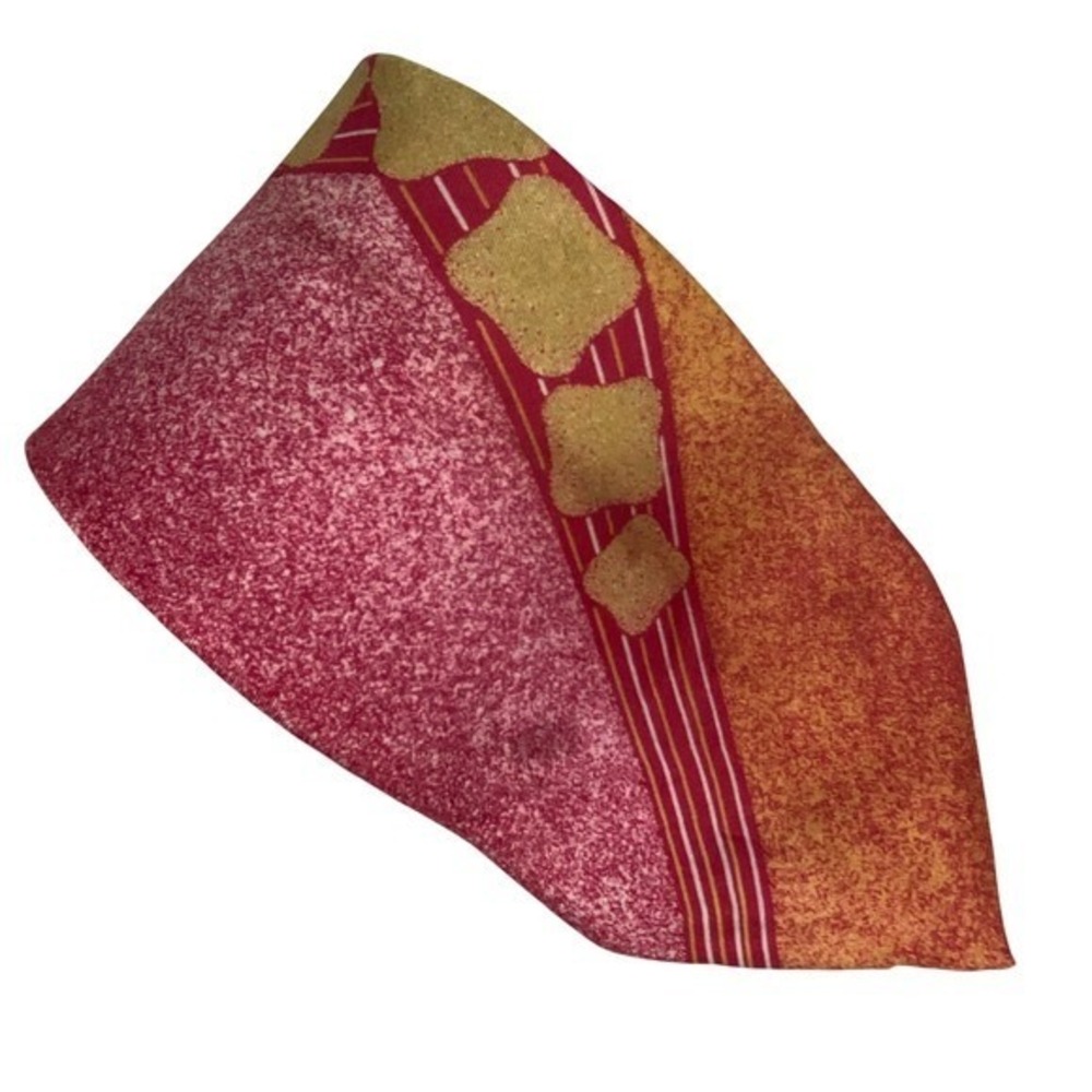 Pierre Balmain Silk Tie Mens 58x4‎ Red Orange Abstract Geometric Italian Luxury